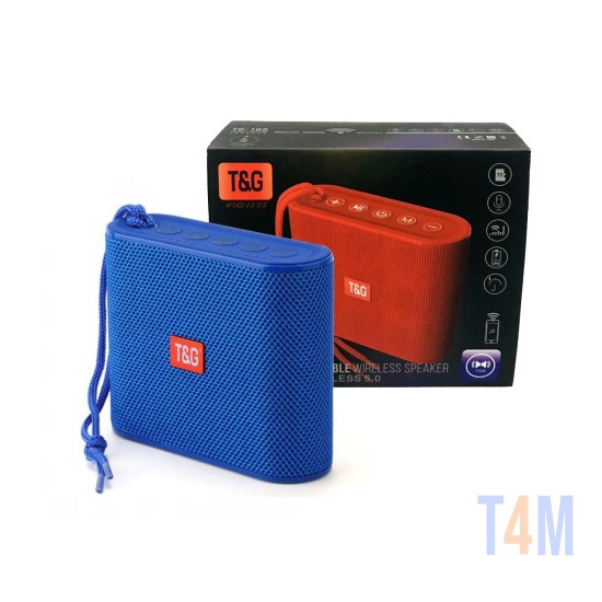 MINI COLUNA BLUETOOTH SEM FIO T&G TG-185 USB/TF/FM/TWS/FUNÇÃO DE CHAMADA VIVA-VOZ AZUL